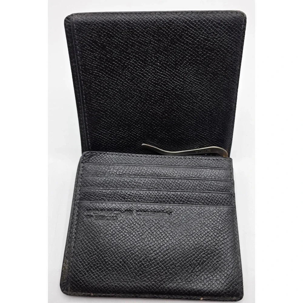 RARE Porsche Design Leather Bifold Money Clip Wallet Mens Luxury Accessory